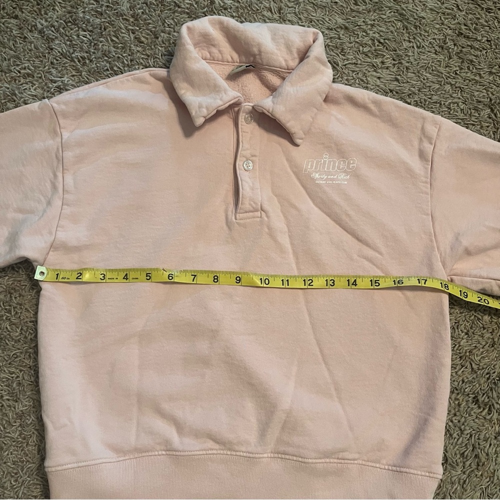 SPORTY & RICH x Prince Racquet and Health Club Polo in Baby Pink/White Sz XS - Picture 8 of 12